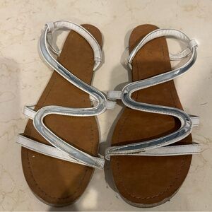 Target strappy sandals, silver, women's 7